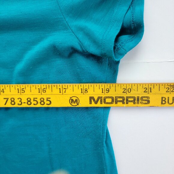 Time and Tru short sleeve top teal with silver design women's size L (12-14) - Picture 6 of 7